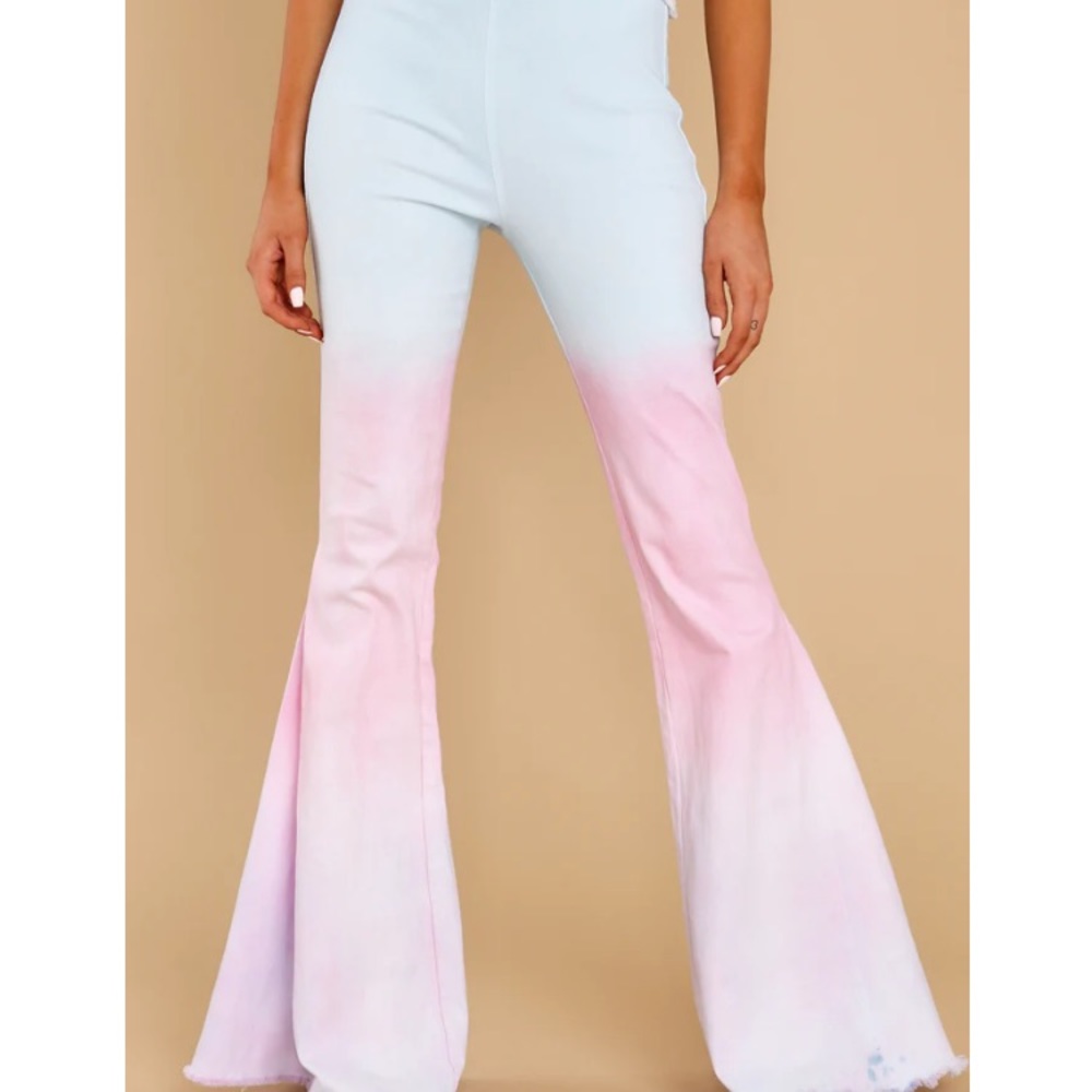 COOL YOUR HEELS BLUE HAND DYED BELL BOTTOMS